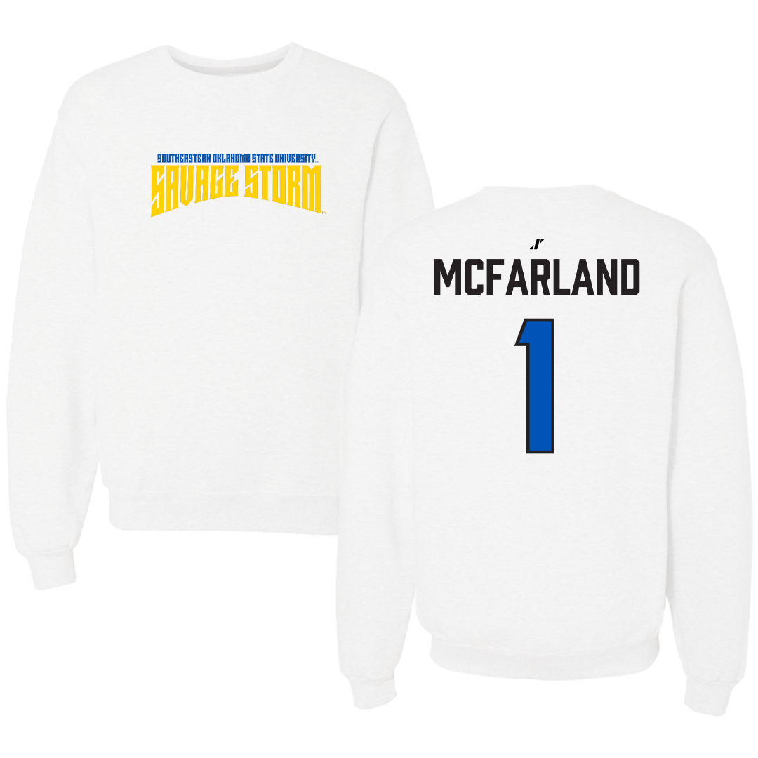 Southeastern Oklahoma State University Volleyball White Classic Crewneck - #1 Riley McFarland