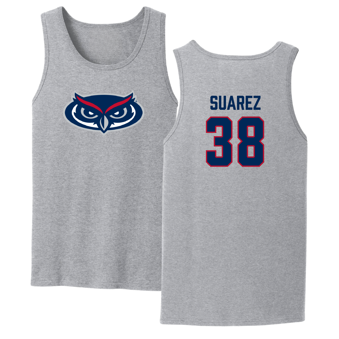 Florida Atlantic University Football Sport Gray Tank Top - #38 Morgan Suarez