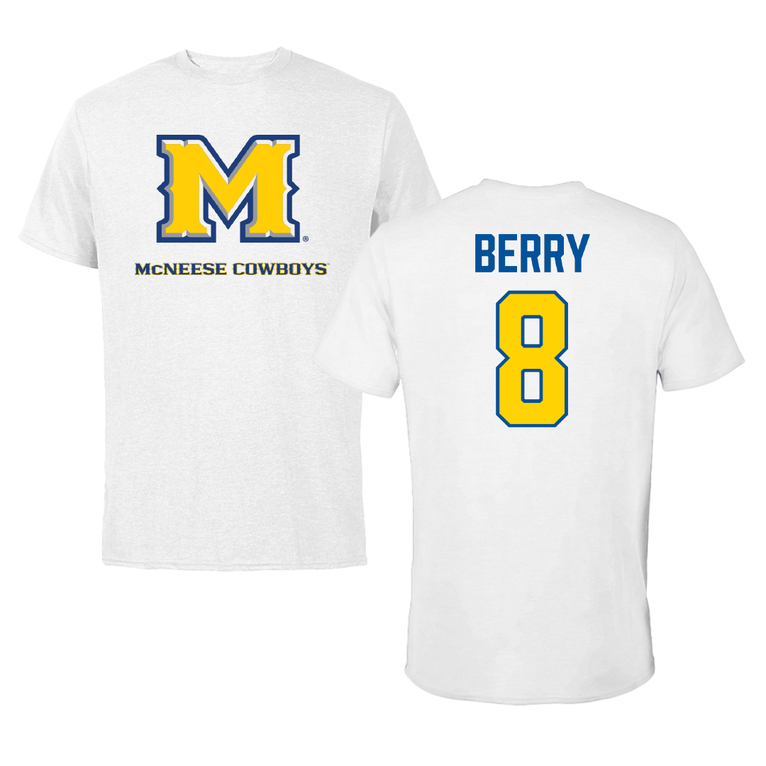 McNeese State University Basketball White Performance Tee - #8 Avari Berry