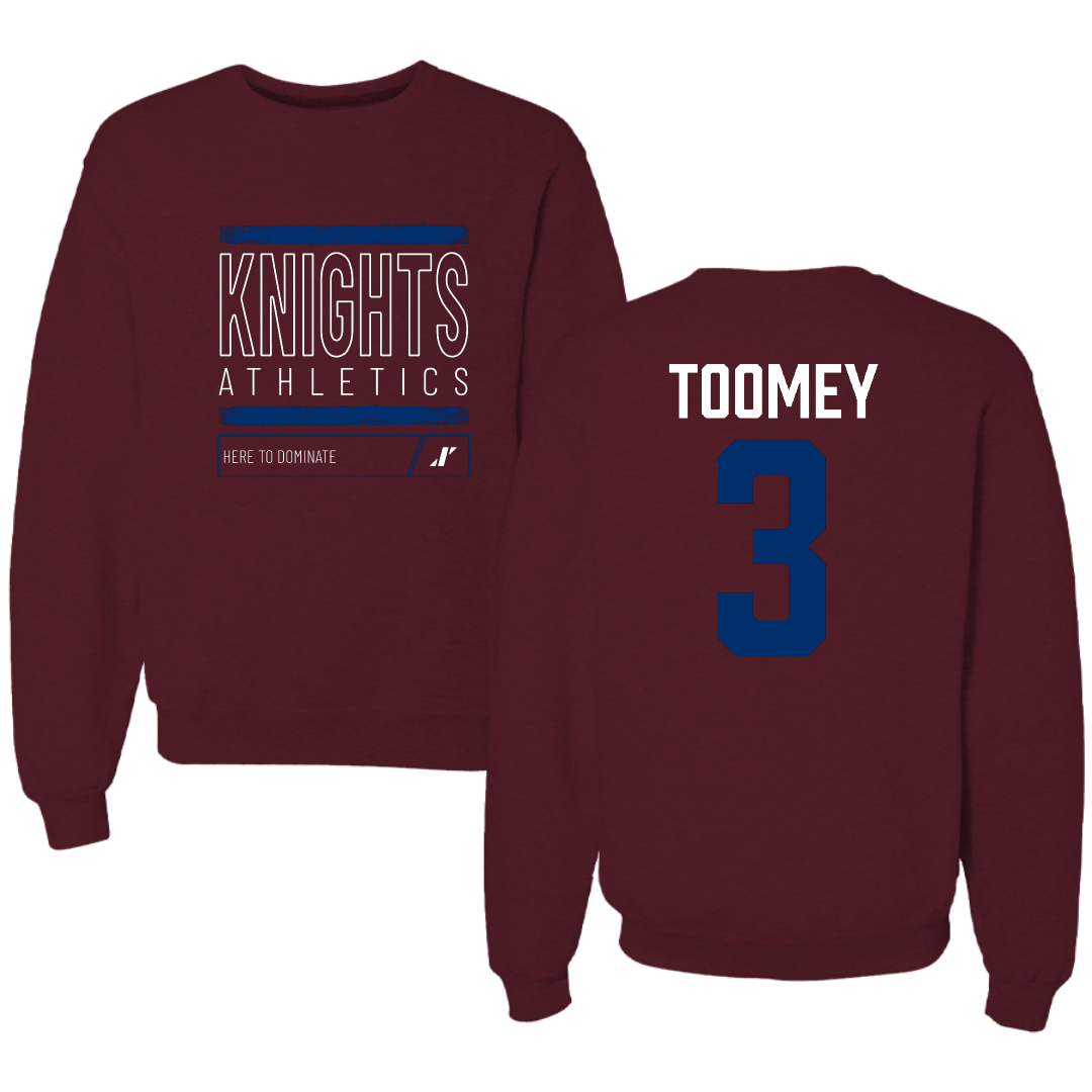 Fairleigh Dickinson University-Metropolitan Campus Basketball Maroon Dominate Crewneck - #3 Bella Toomey