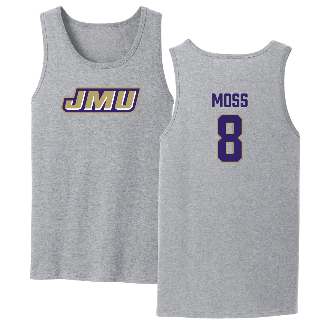 James Madison University Football Sport Gray Tank Top - #8 Max Moss