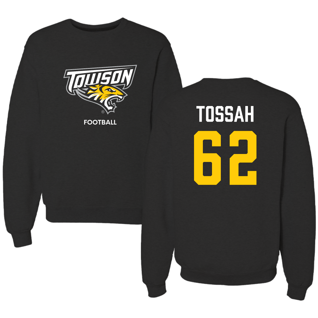 Towson University Football Black Crewneck - #62 Derick Tossah