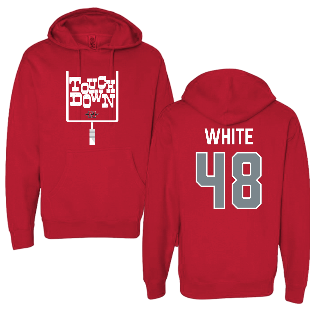Nicholls State University Football Red Touchdown Hoodie - #48 Scott White