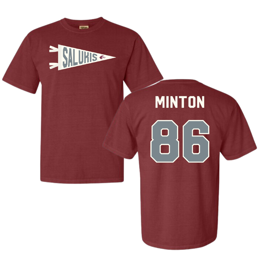 Southern Illinois University at Carbondale Football Maroon Pennant Comfort Colors Tee - #86 Logan Minton