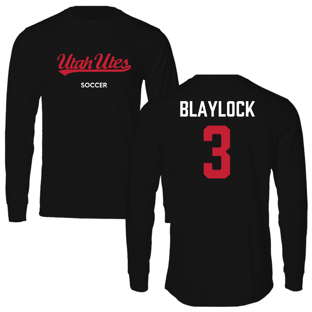 University of Utah Soccer (W) Black Utes Performance Long Sleeve - #3 Brooklyn Blaylock