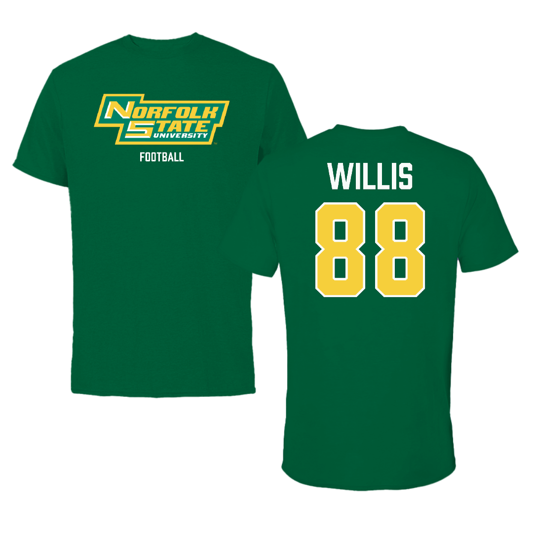 Norfolk State University Football Green Performance Tee - #88 Toby Willis