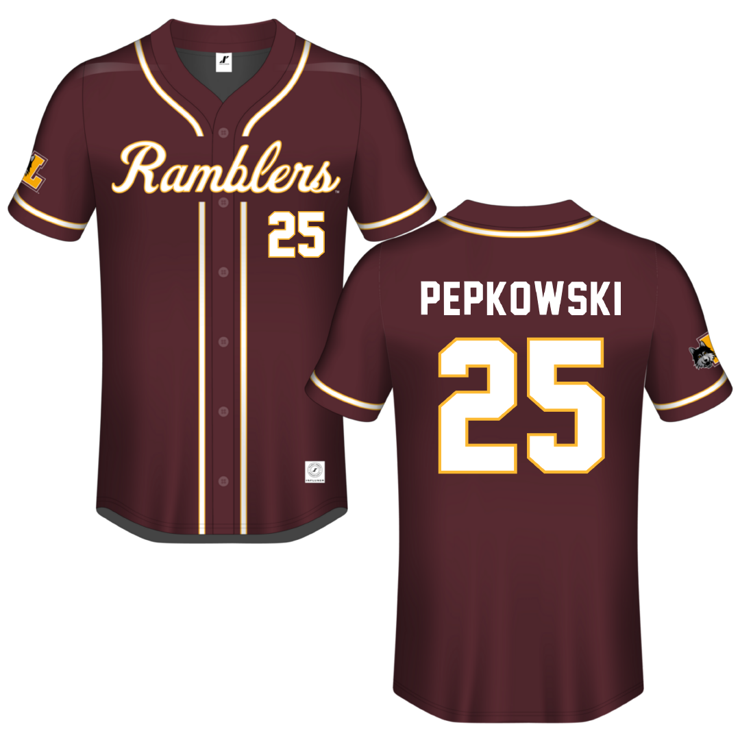 Loyola University-Chicago Maroon Button-Down Jersey - #25 Peyton Pepkowski