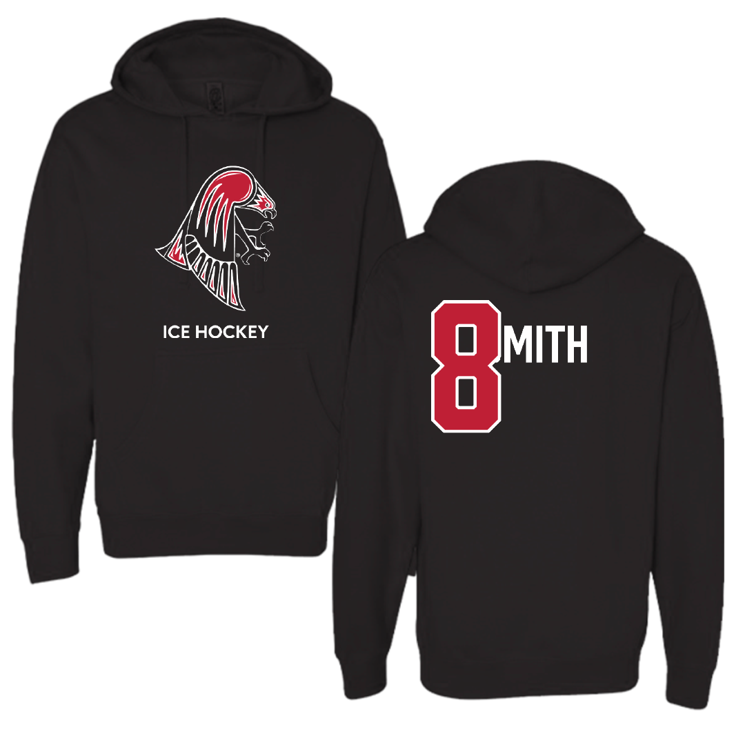 University of Wisconsin-River Falls Ice Hockey (M) Black Hoodie - #8 Dylan Smith