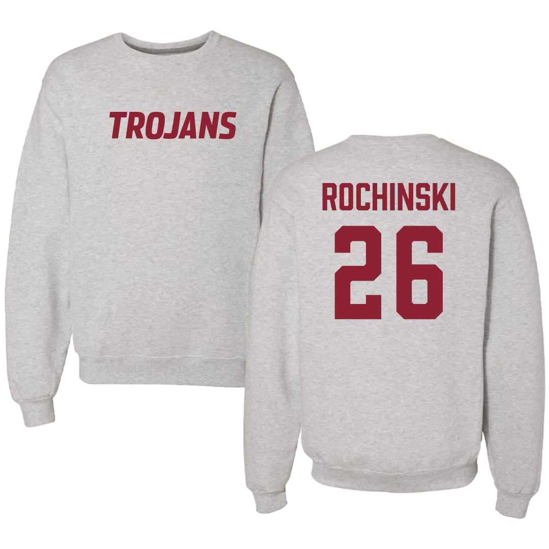 Troy University Softball Light Gray Crewneck - #26 Kalee Rochinski