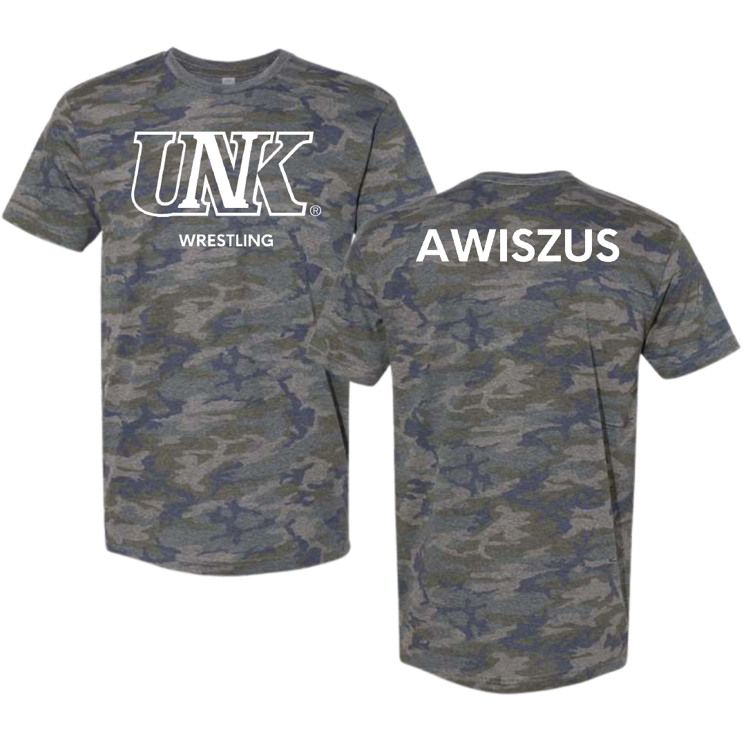 University of Nebraska at Kearney Wrestling (M) Vintage Camo Tee - Jacob Awiszus
