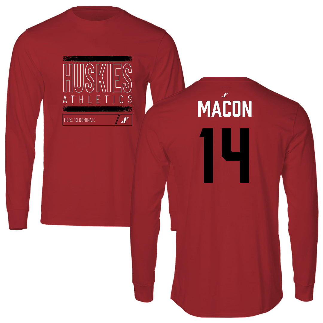 Northern Illinois University Football Canvas Red Dominate Long Sleeve - #14 Jalen Macon