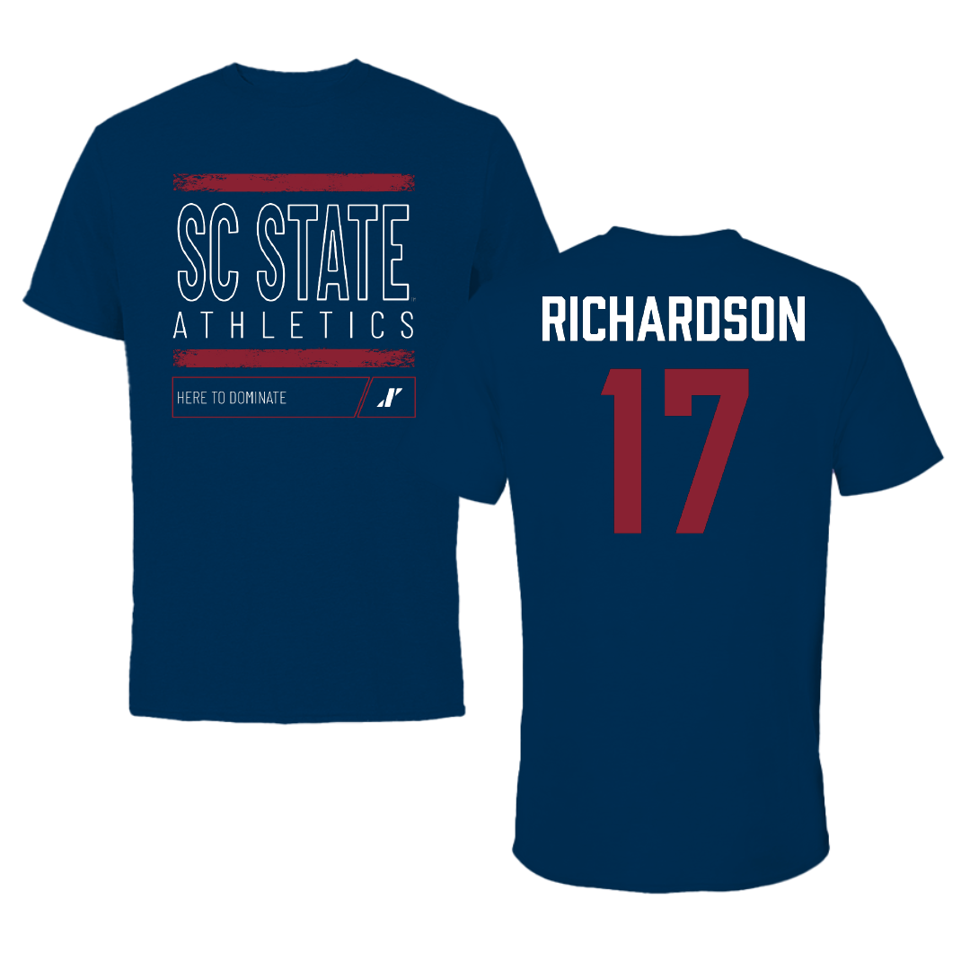 South Carolina State University Football Navy Dominate Tee - #17 Malik Richardson
