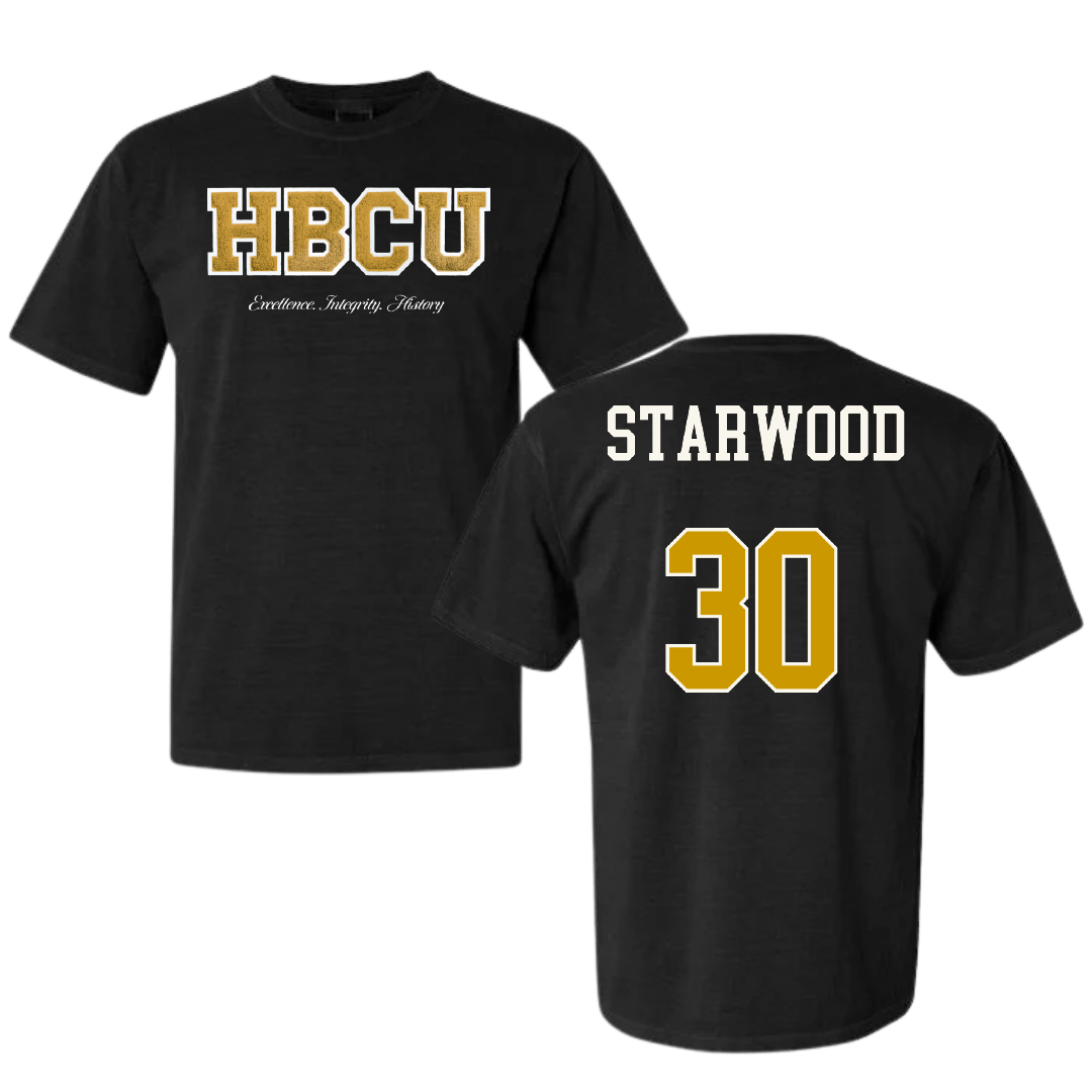 Alabama State University Soccer (W) Black HBCU Varsity Comfort Colors Tee - #30 Lauryn Starwood