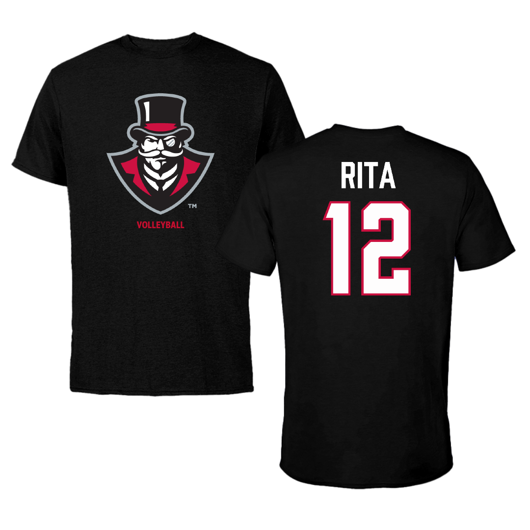 Austin Peay State University Volleyball (W) Black Tee - #12 Anna Rita
