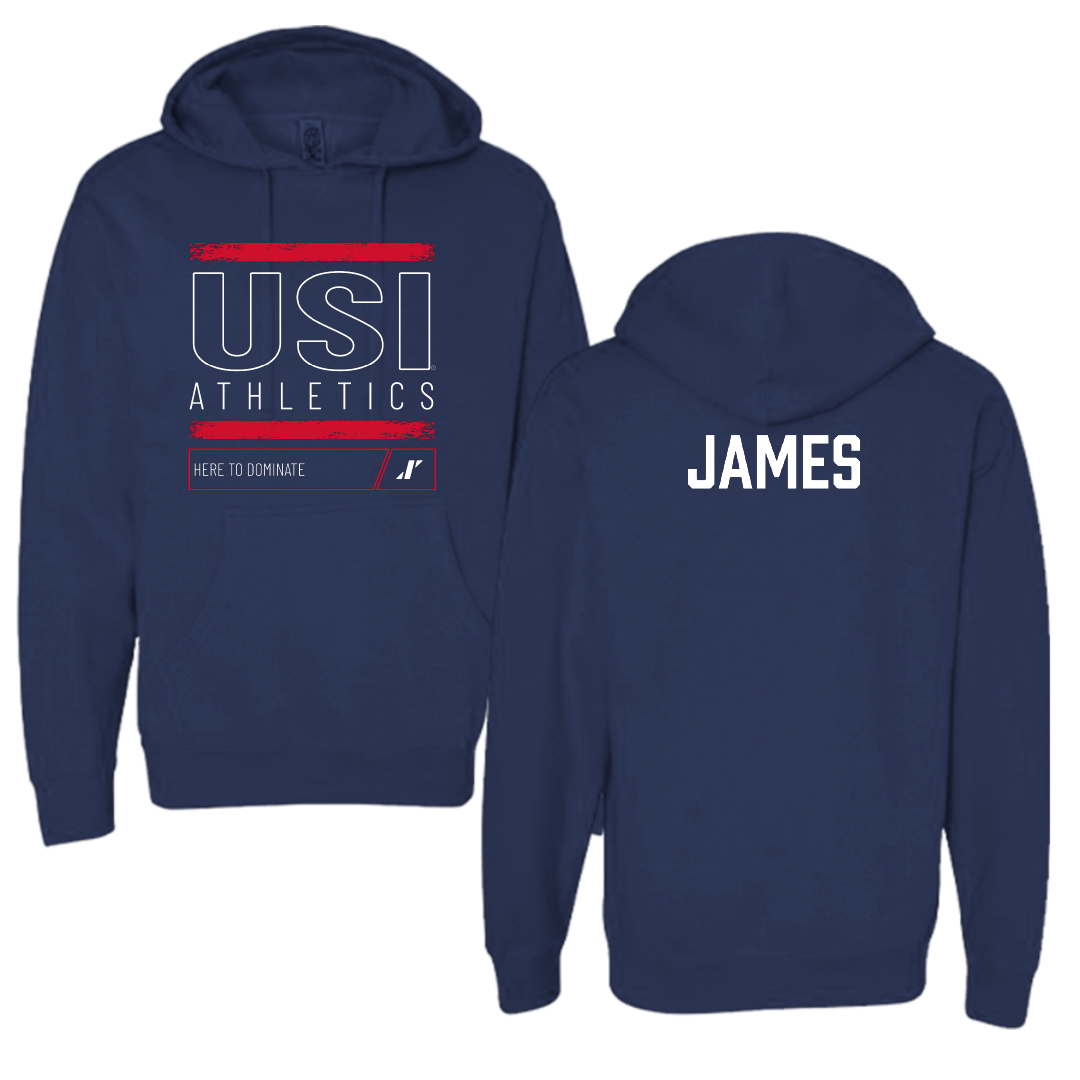 University of Southern Indiana Swimming & Diving Navy Dominate Hoodie - Cameron James