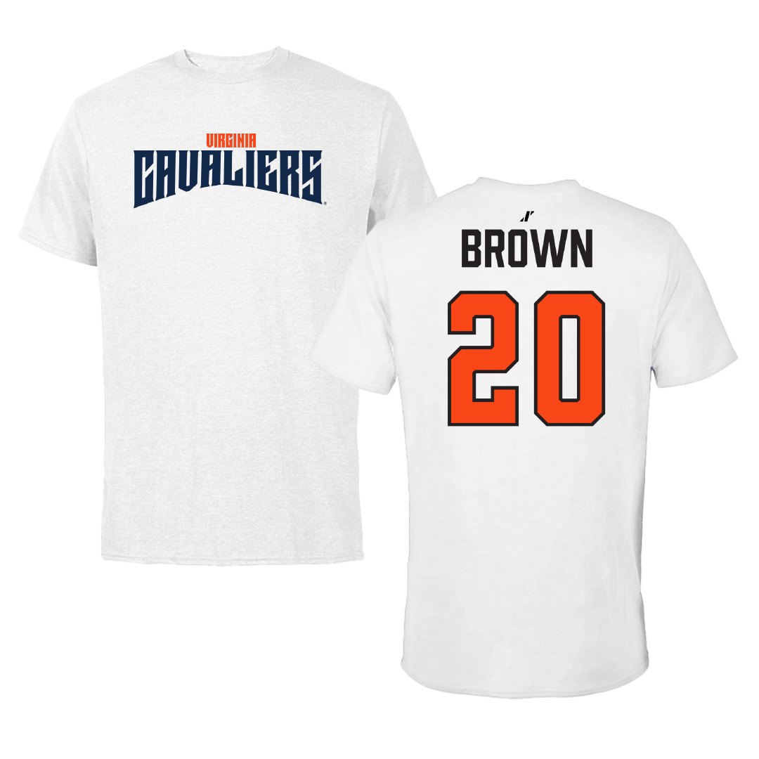 University of Virginia Football White Classic Performance Tee - #20 Xavier Brown