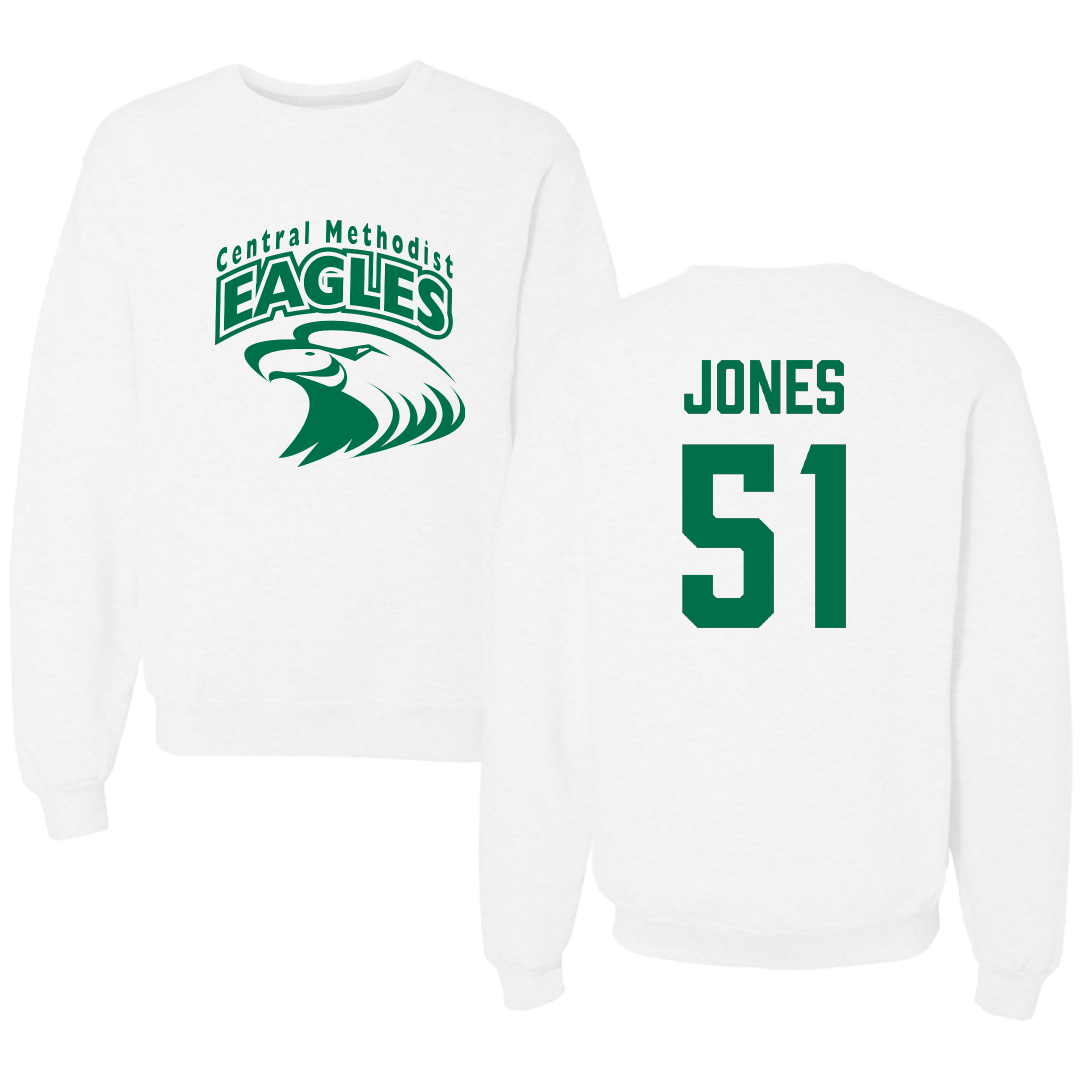 Central Methodist University Football White Crewneck - #51 Amari Jones