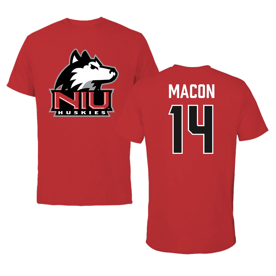 Northern Illinois University Football Red Tee - #14 Jalen Macon