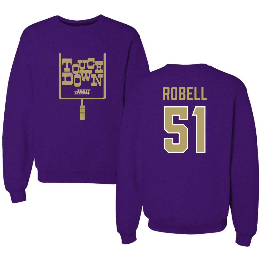 James Madison University Football Purple Touchdown Crewneck - #51 Riley Robell