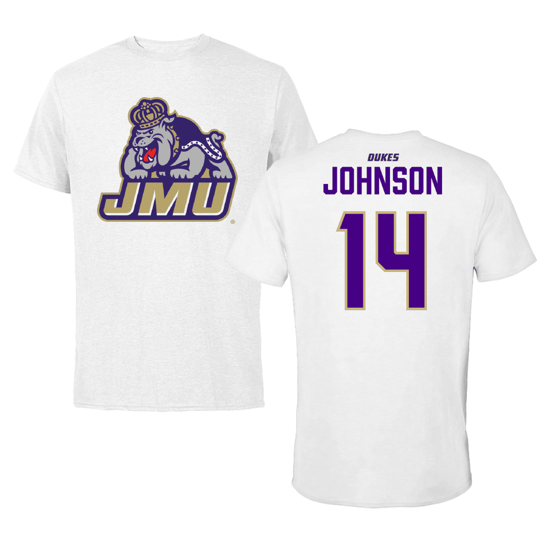 James Madison University Softball White Performance Tee - #14 Taylor Johnson