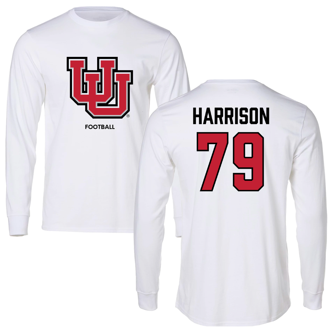 University of Utah Football White Block Long Sleeve - #79 Alex Harrison