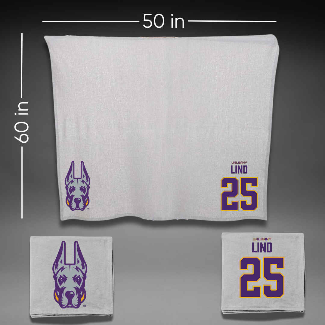 University at Albany Soccer Gray Blanket - #25 Zach Lind