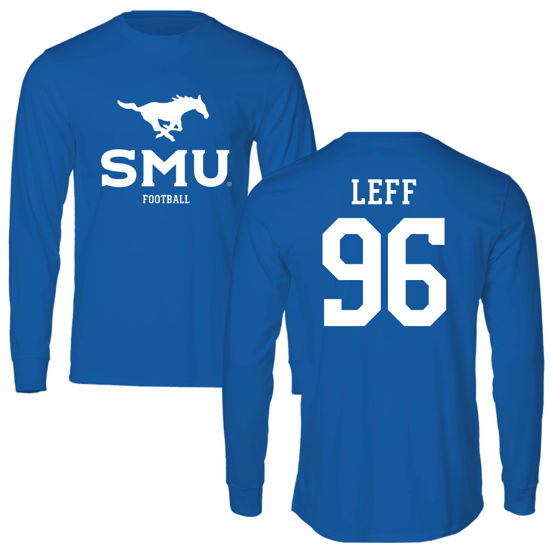 Southern Methodist University Football Blue Mascot Long Sleeve - #96 Josh Leff