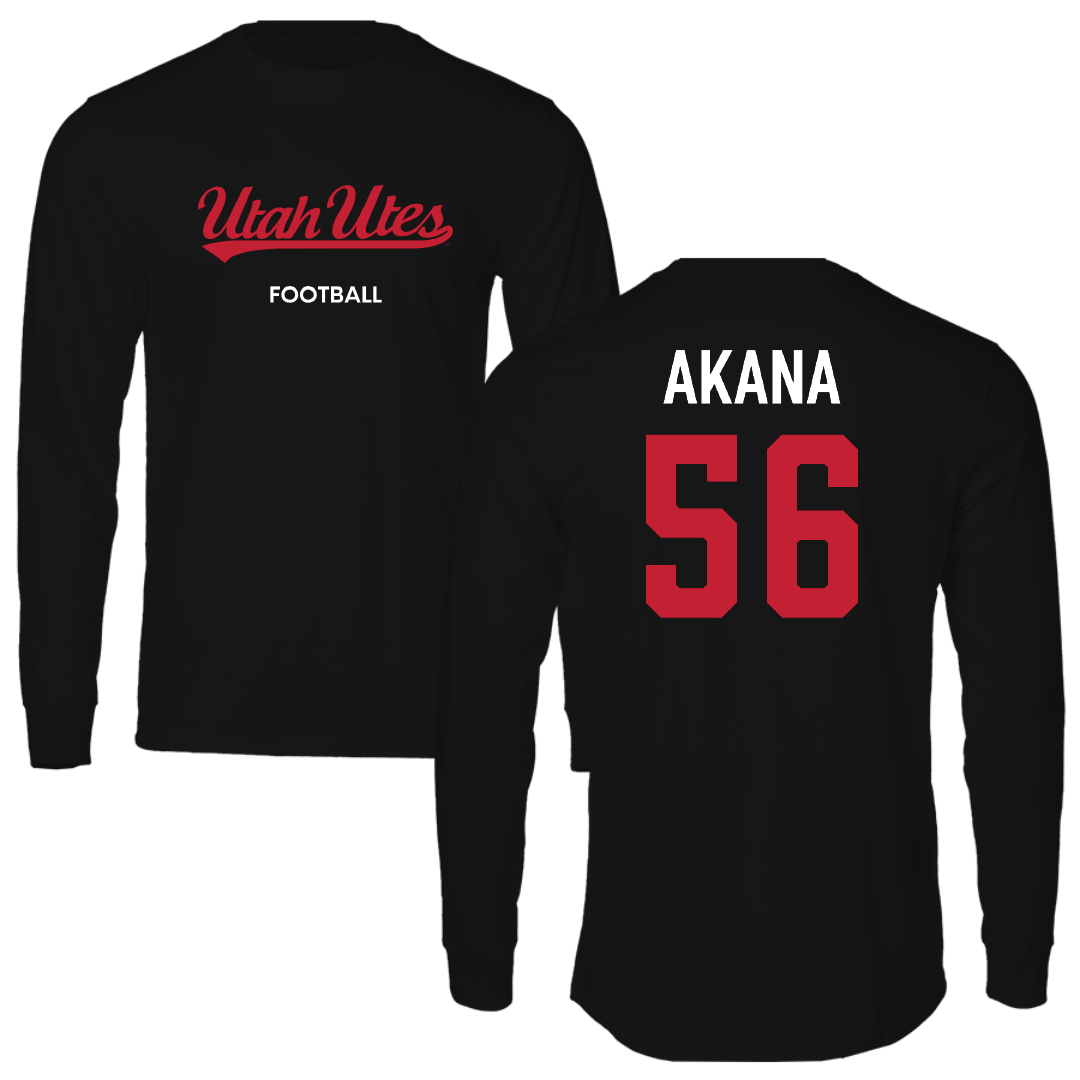 University of Utah Football Black Utes Long Sleeve - #56 Ka'eo Akana