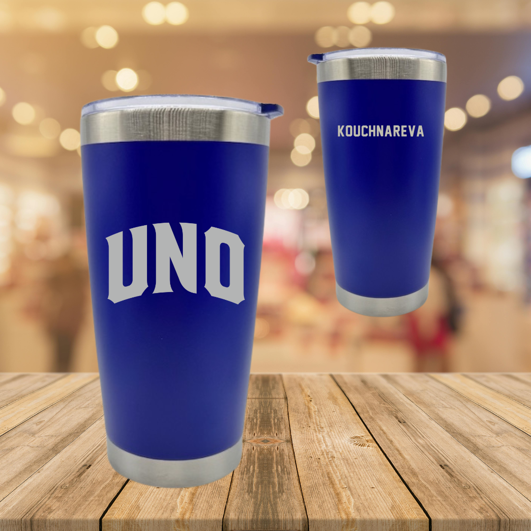 University of New Orleans Tennis Blue Stainless Steel Tumbler - Anastassia Kouchnareva