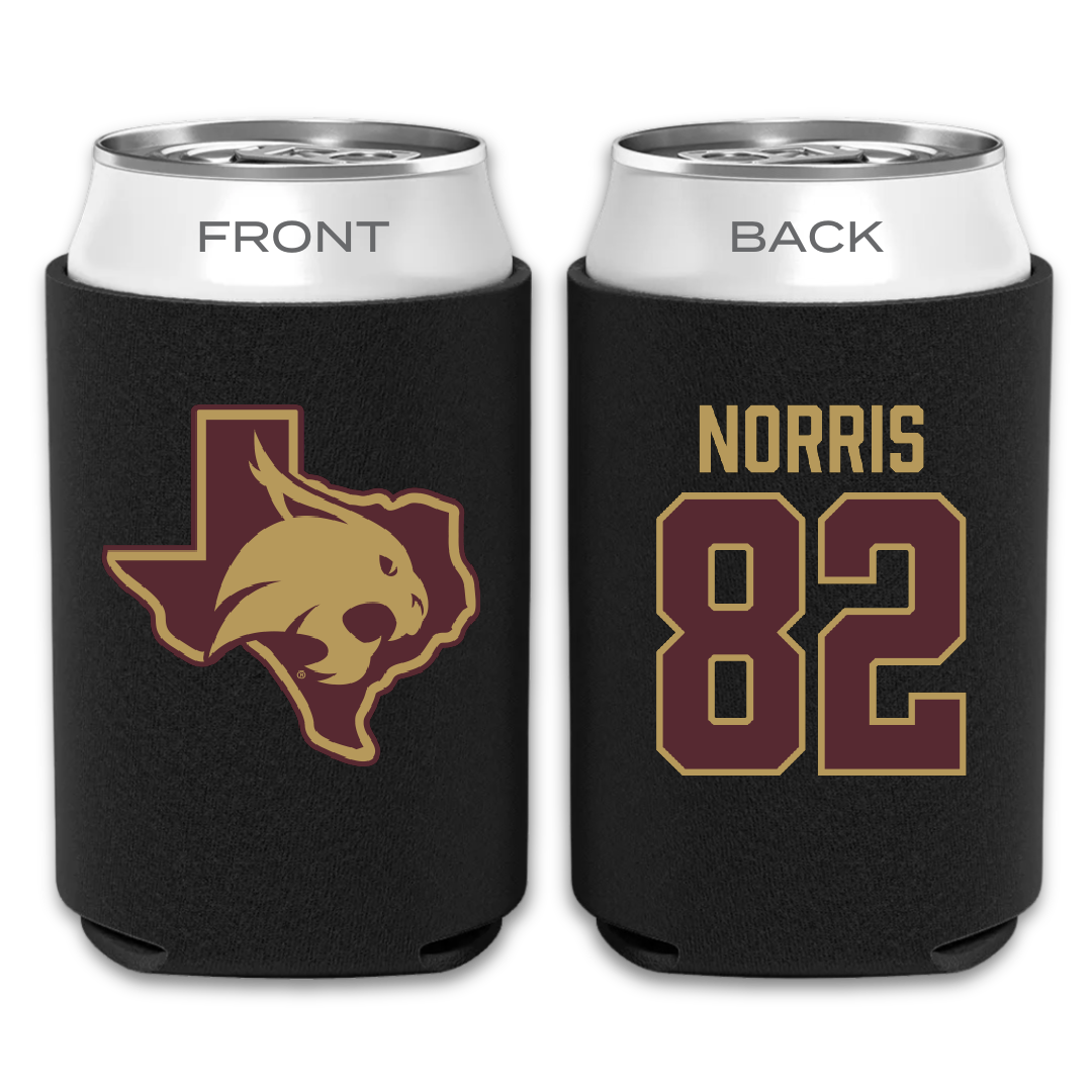 Texas State University Football Black Can Cooler - #82 Isaac Norris