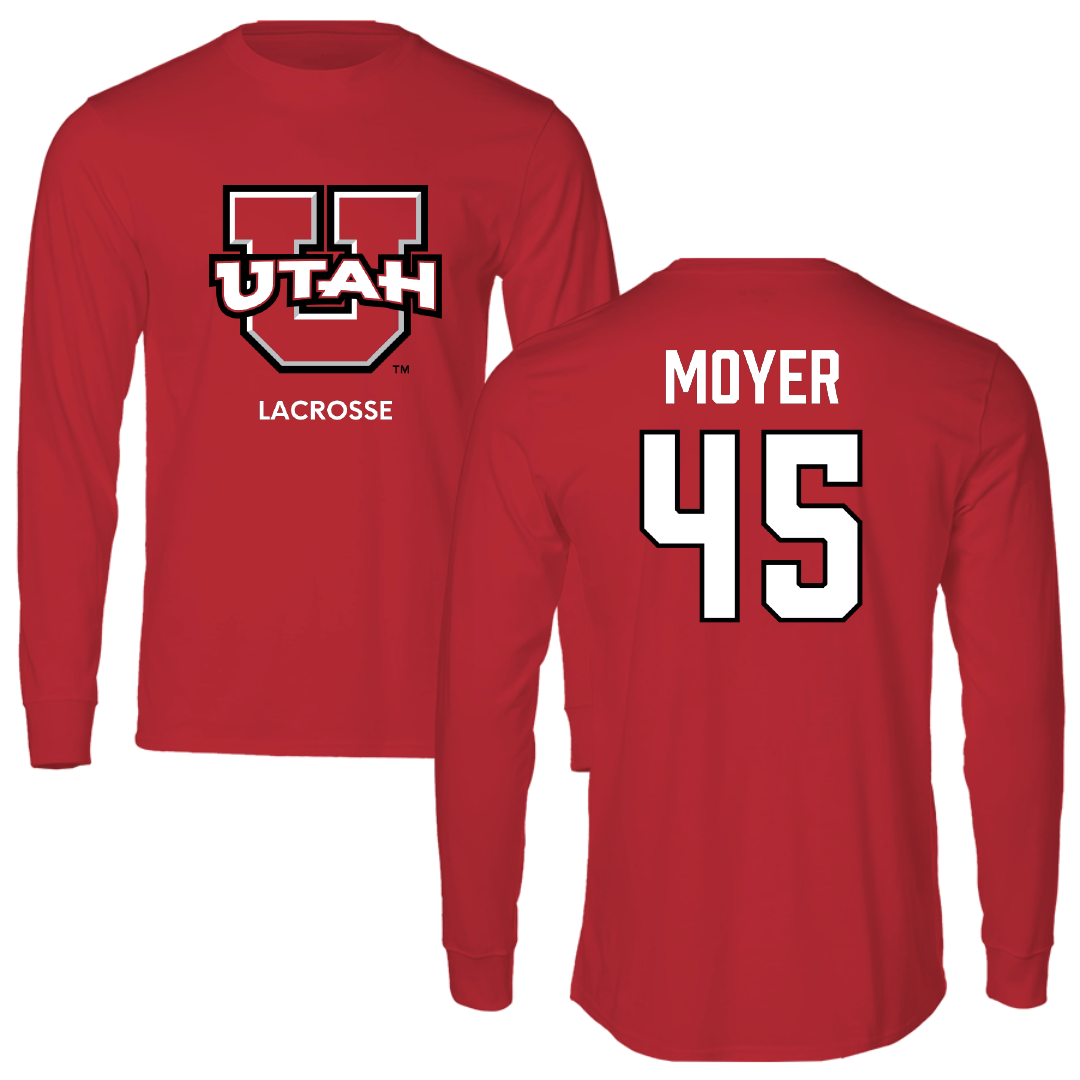 University of Utah Lacrosse (M) Red Utes Performance Long Sleeve - #45 Carson Moyer