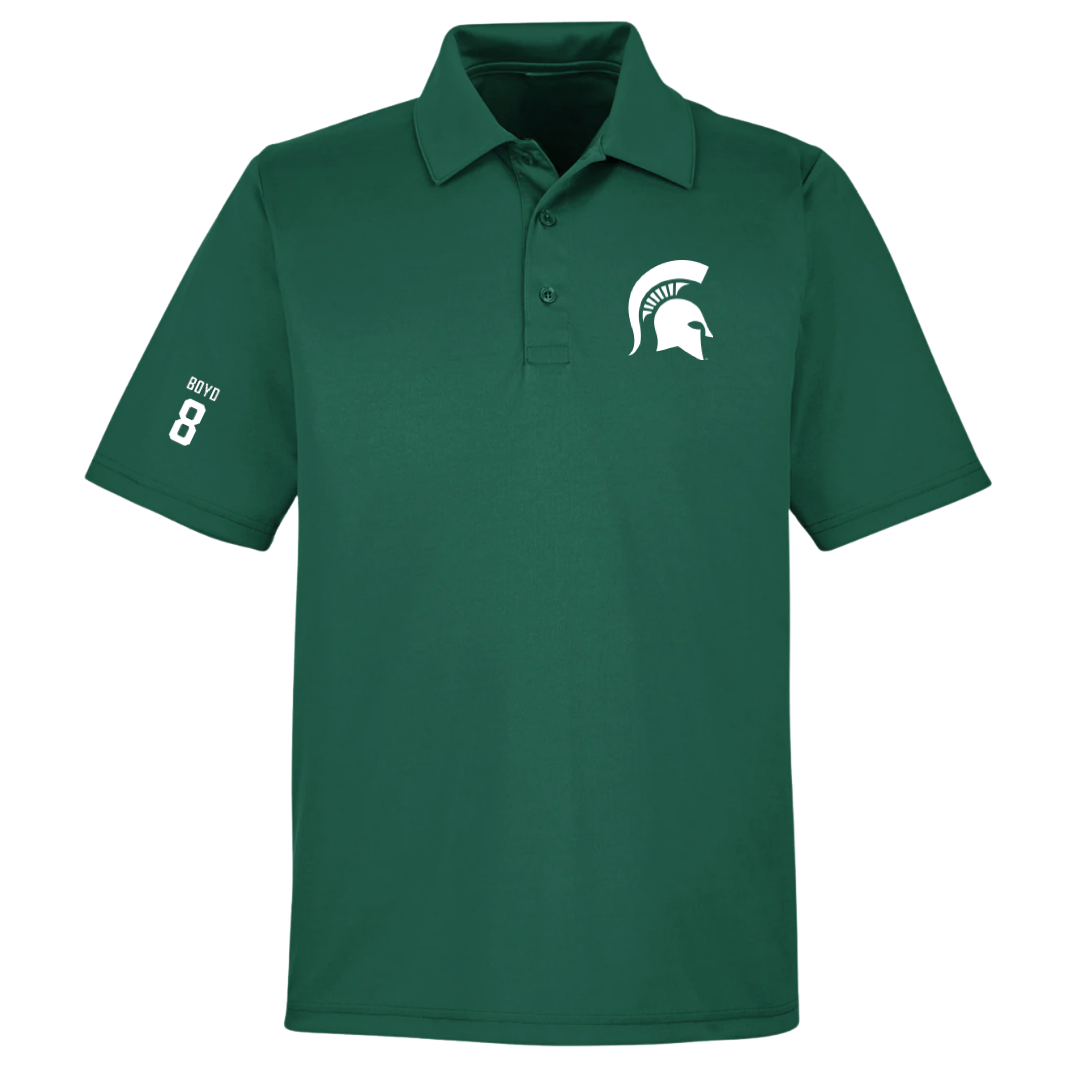 Michigan State University Football Forest Green Polo - #8 Evan Boyd