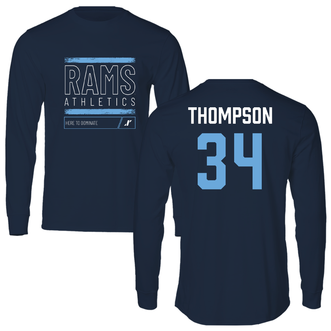 University of Rhode Island Baseball Navy Dominate Performance Long Sleeve - #34 Ryan Thompson