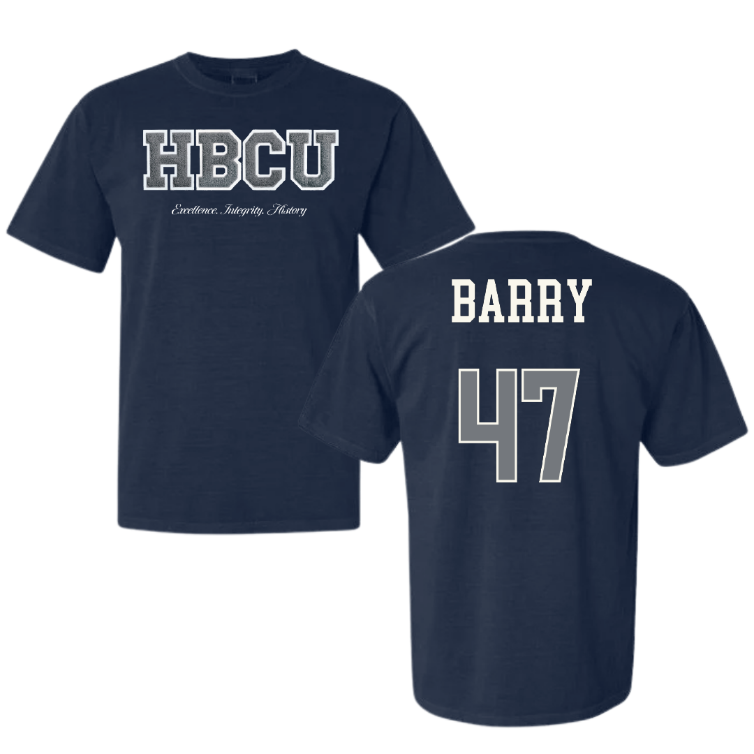Jackson State University Football Navy HBCU Varsity Comfort Colors Tee - #47 Jackson Barry