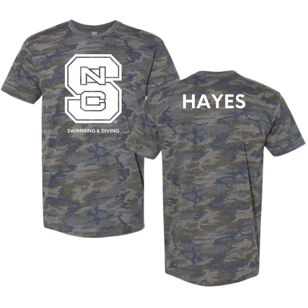 North Carolina State University Swimming & Diving Vintage Camo Tee - Aiden Hayes