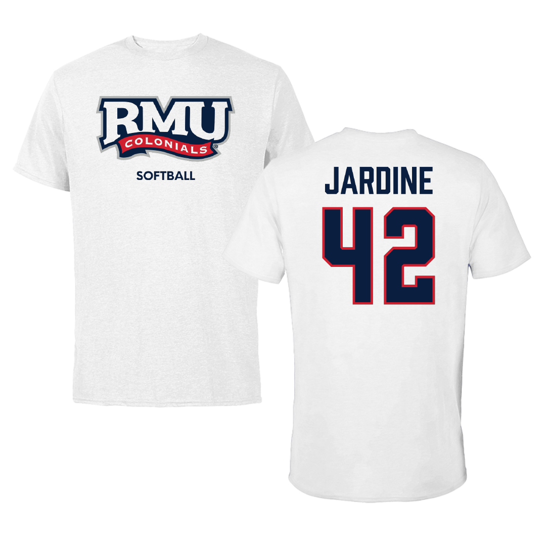 Robert Morris University Softball White Performance Tee - #42 Katlyn Jardine