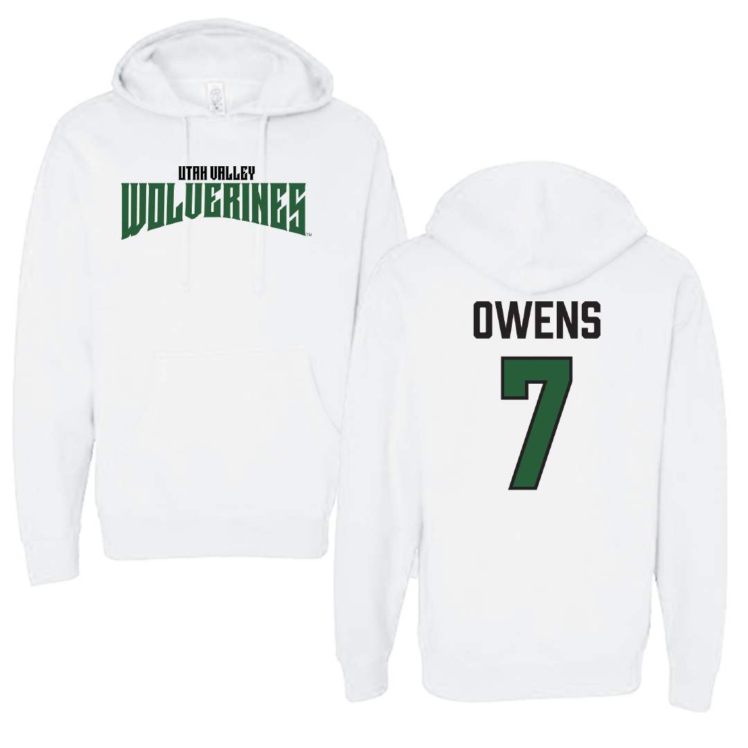 Utah Valley University Soccer White Classic Hoodie - #7 Mia Owens