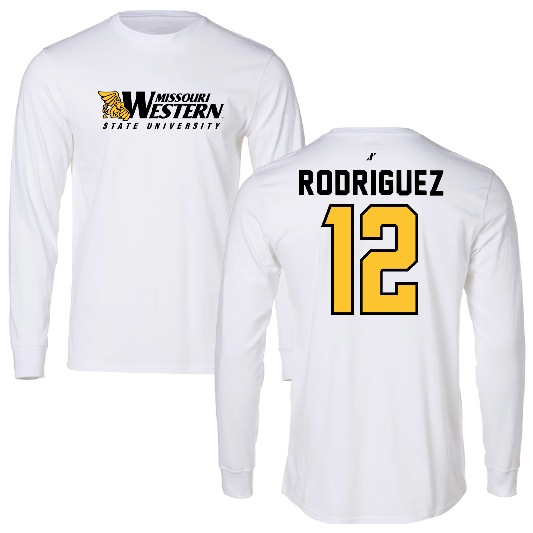 Missouri Western State University Baseball White Performance Long Sleeve - #12 Diego Rodriguez