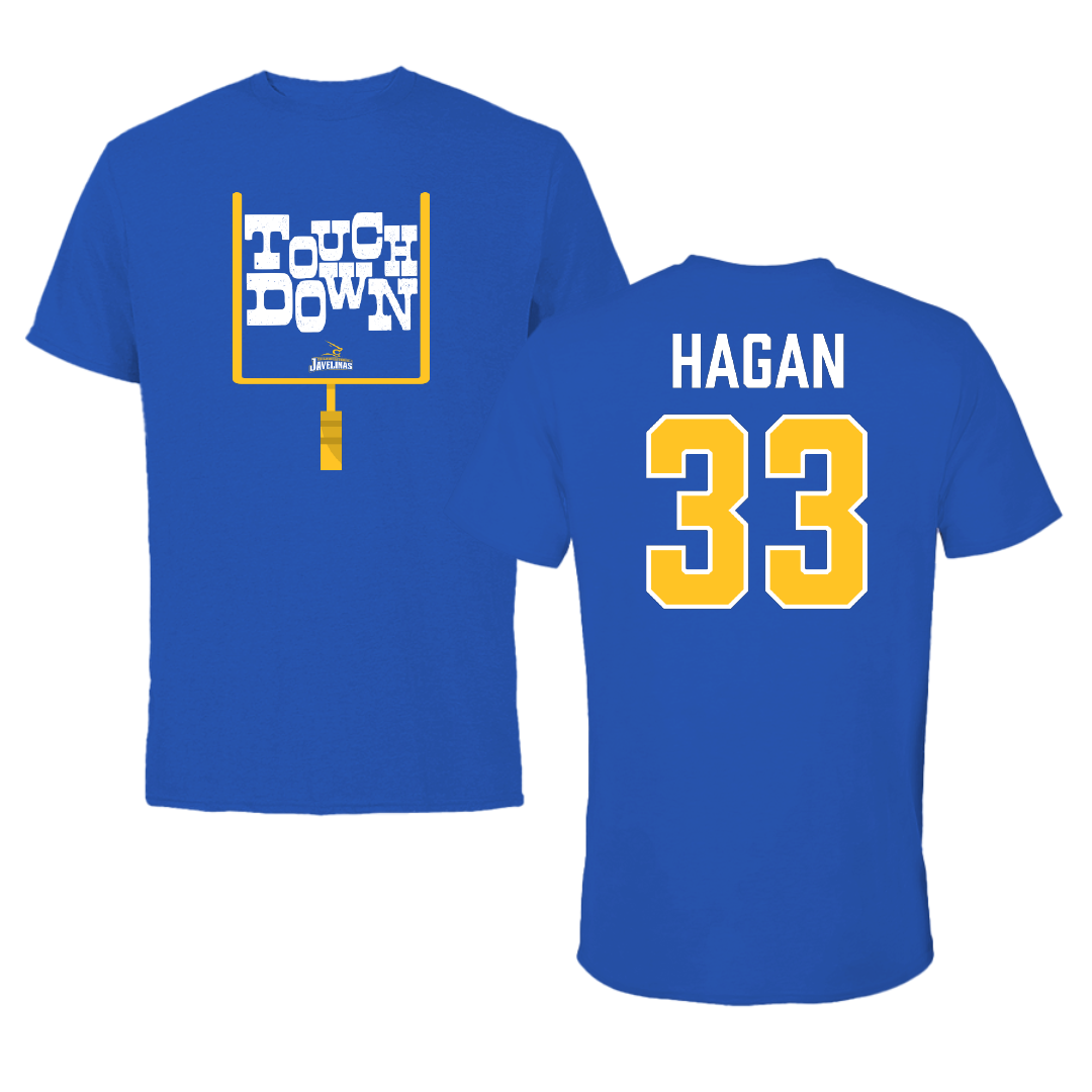 Texas A&M University-Kingsville Football Blue Touchdown Tee - #33 Roger Hagan