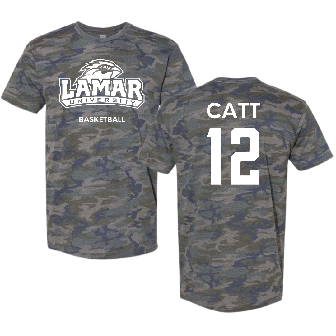 Lamar University Basketball (M) Vintage Camo Tee - #12 Valentin Catt