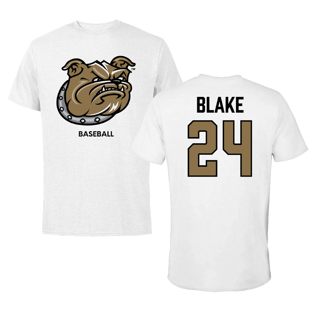 Bryant University Baseball White Tee - #24 Evan Blake