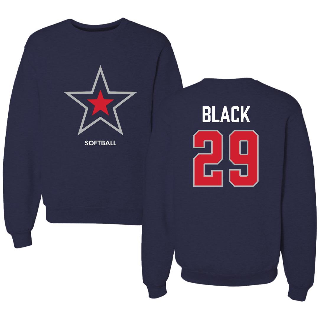 Robert Morris University Softball Navy Mascot Crewneck - #29 Logan Black