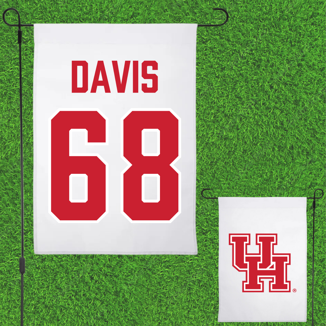 University of Houston Football White Garden Flag - #68 Kaleb Davis