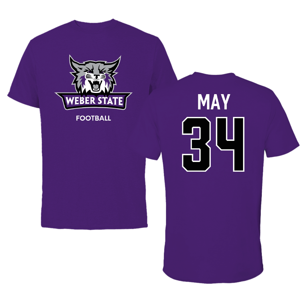 Weber State University Football Purple Tee - #34 Colter May