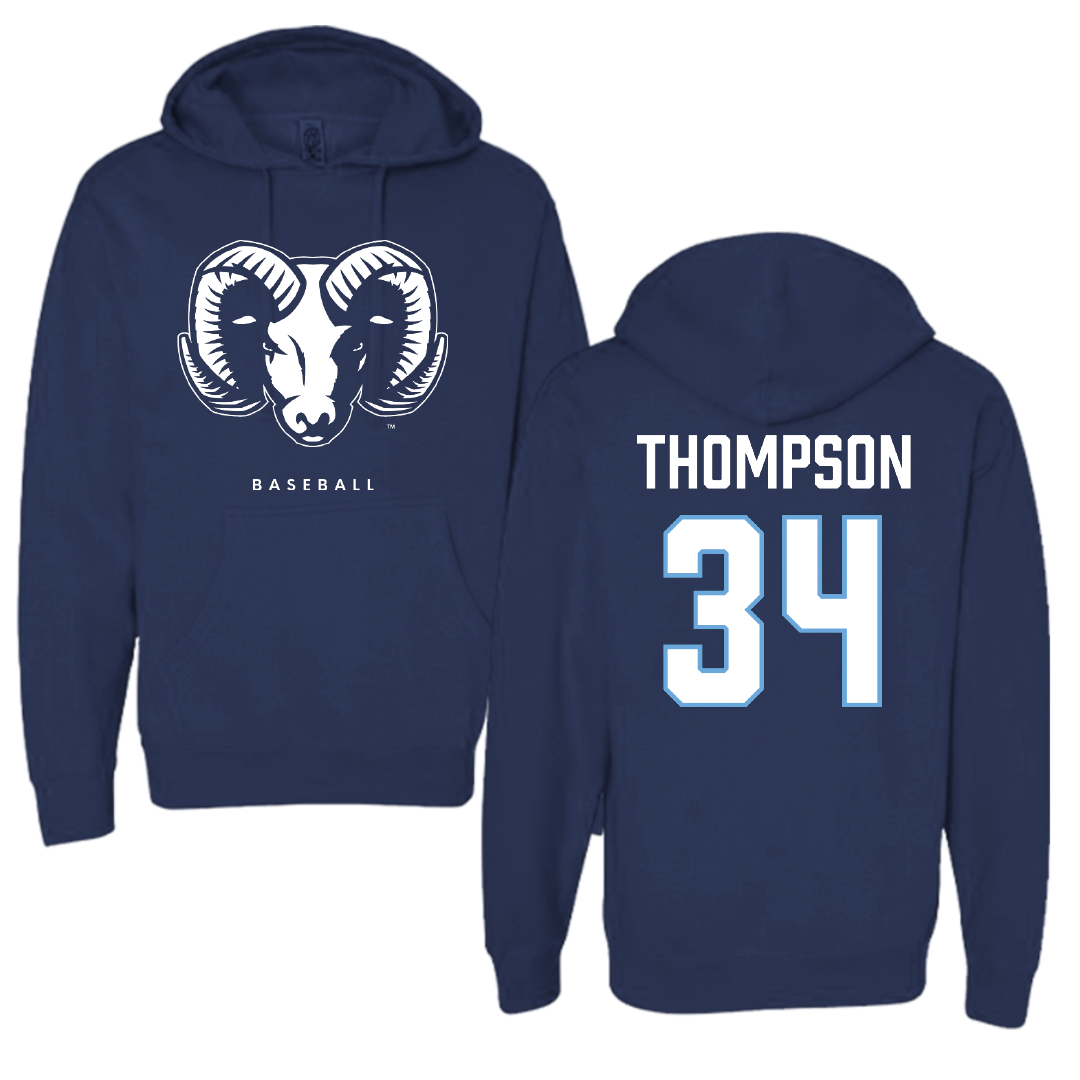 University of Rhode Island Baseball Navy Hoodie - #34 Ryan Thompson