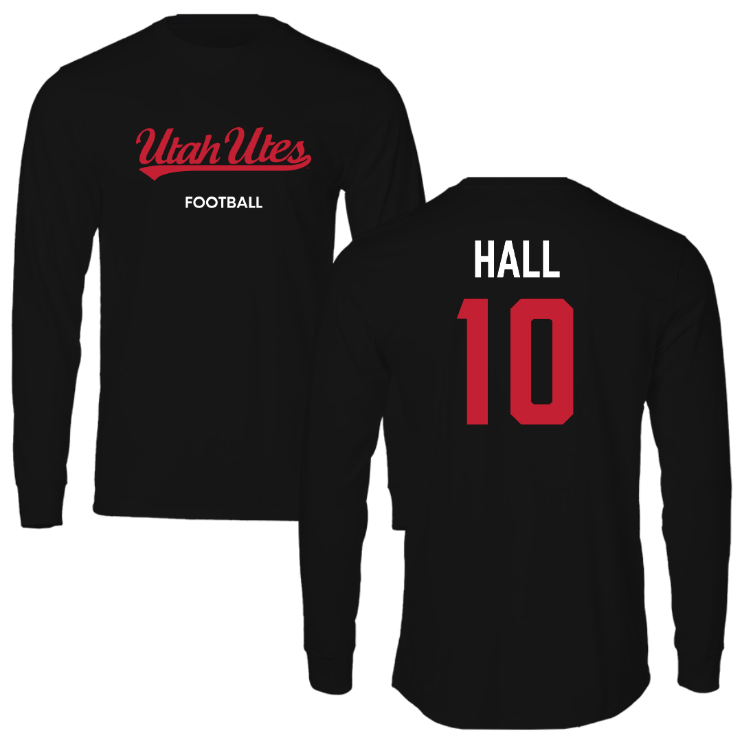University of Utah Football Black Utes Performance Long Sleeve - #10 Johnathan Hall