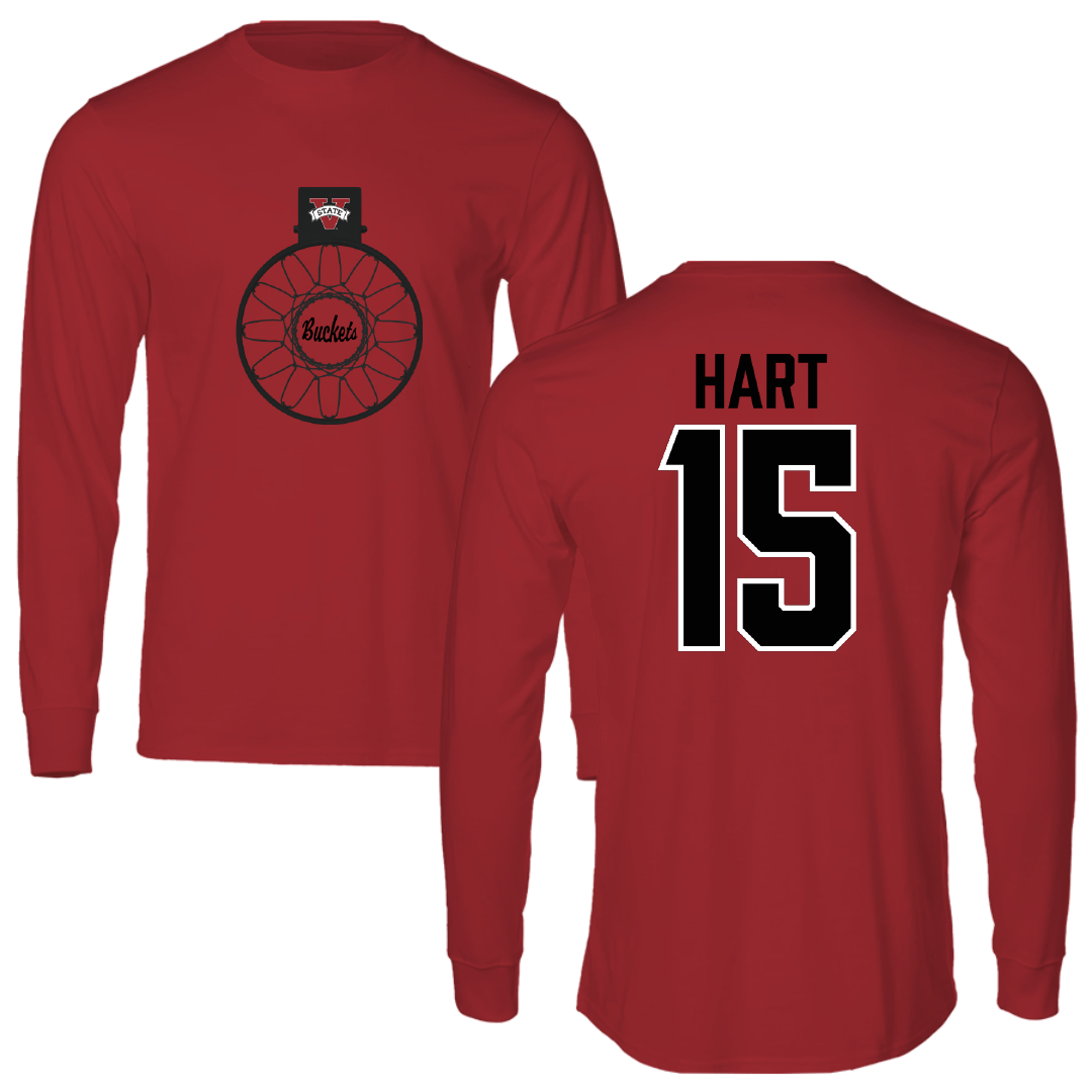 Valdosta State University Basketball Canvas Red Buckets Long Sleeve - #15 Carlos Hart