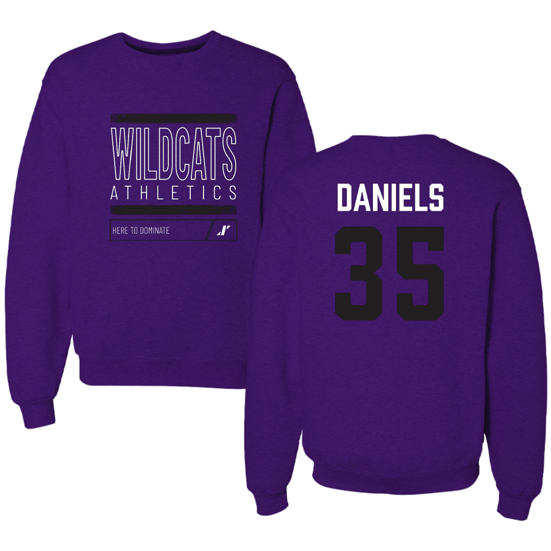 Weber State University Football Purple Dominate Crewneck - #35 Rishi Daniels