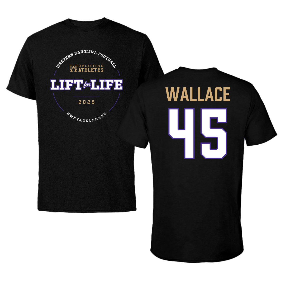 Western Carolina University Football Black Uplifting Athletes Football Tee - #45 Justin Wallace