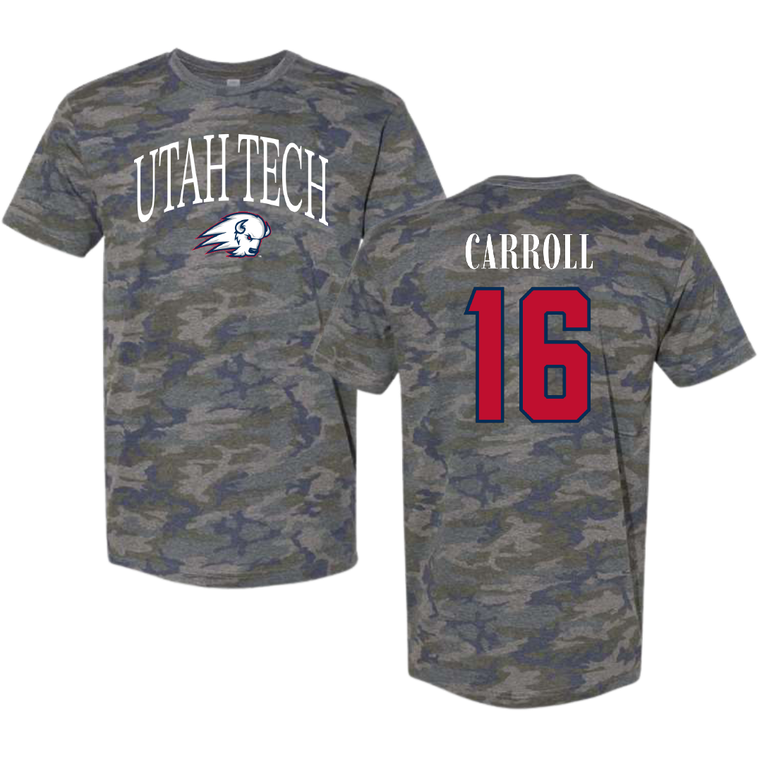 Utah Tech University Baseball Vintage Camo Tee - #16 Jace Carroll